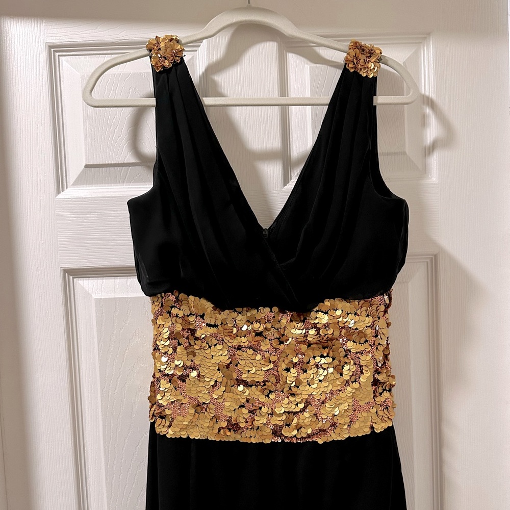 Black Chiffon & Gold Sequence Gown By Basix Black… - image 2